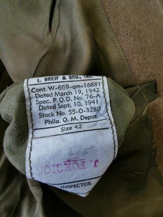 U.S. 1941 dated officers overcoat in very good condition