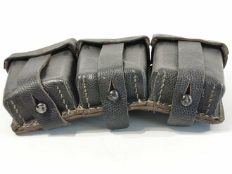 Patronentasche zum K98 Wehrmacht ( für 6 Ladestreifen). Schwarzes Leder mit Reichsbetriebsnummer