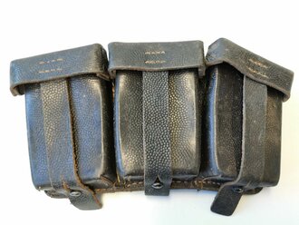 Patronentasche zum K98 Wehrmacht ( für 6 Ladestreifen). Schwarzes Leder mit Reichsbetriebsnummer