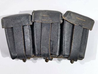 Patronentasche zum K98 Wehrmacht ( für 6 Ladestreifen). Schwarzes Leder, datiert 1942/43