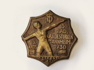 Blechabzeichen "15. Bad. Landesturnen Mannheim 1930...