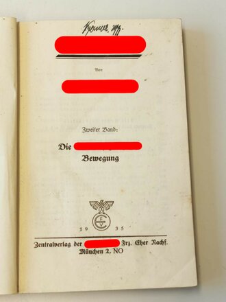 Adolf Hitler "Mein Kampf" 2. Band mit Widmung von 1935