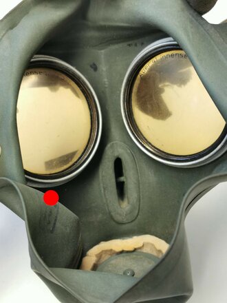 Luftschutz Gasmaske in Bereitschaftsbüchse von Zschiedrich, guter Gesamtzustand