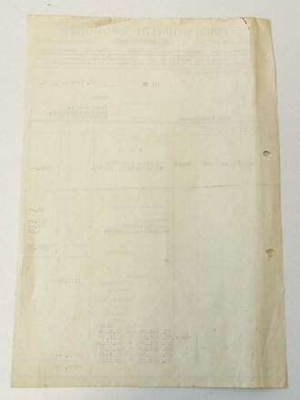 Opel 2 1/2to Pritschenwagen, Rechnung von 1936, Kraftfahrzeugschein und Bestätigung über "durch Feindeinwirkung zerstörtes" Fahrzeug