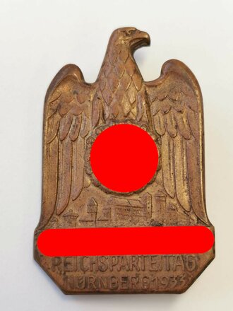 Massives Metallabzeichen " NSDAP Reichsparteitag Nürnberg 1933"
