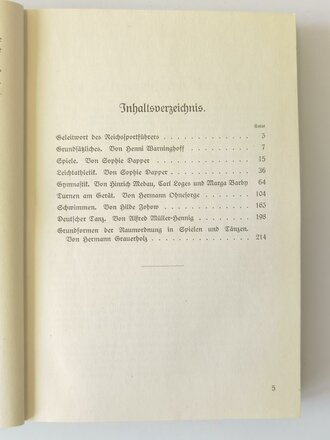 N.S. Reichsbund für Leibesübungen "Volkstümliche Leibesübungen der Frau", Maße A5, datiert 1941, 234 Seiten