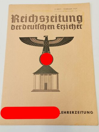 Reichszeitung der Deutschen Erzieher, 2. Heft Februar 1937, Maße A4, Inhalt: Ahnentafel mit Anleitung zum ausfüllen
