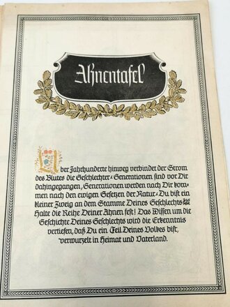 Reichszeitung der Deutschen Erzieher, 2. Heft Februar 1937, Maße A4, Inhalt: Ahnentafel mit Anleitung zum ausfüllen