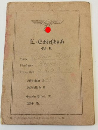 E. Schießbuch, Schießjahr 1943