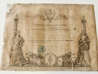 Kriegsdenkmünze für die Feldzüge 1870 - 1871 mit Verleihungsurkunde