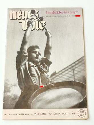 Neues Volk, Heft 11 November 1938, 43 Seiten, auf der Titelseite ein HJ-Trommler