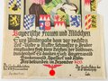 Winterhilfswerk, Urkunde Wintergabe "Bayerische Frauen und Mädchen" 1933, an den Rändern eingerissen