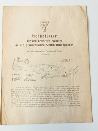 Merkblätter für den Deutschen Soldaten an den geschichtlichen Stätten Griechenlands "Die minoischen Paläste auf Kreta"
