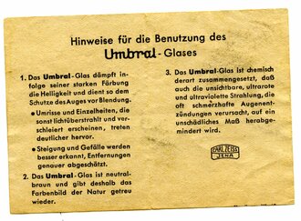 Hinweise für die Benutzung des Umbral-Glases, Maße 7 x 10 cm