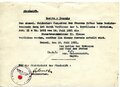 Besitz-Zeugnis Abschrift über die Verleihung der Dienstauszeichnung 2. Klasse, datiert 1921