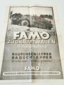 Plakat "FAMO Zugkraftwagen - 18 To. Zugleistung" - Raupenschlepper, Radschlepper für verschiedene Verwendungszwecke, FAMO GmbH Breslau, Maße 42 x 59 cm, einige kleinere Risse und Flecken