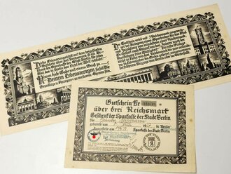 Geschenk der Sparkasse Berlin für einen 1937 geborenen Jungen aus Berlin-Zehlendorf "Gutschein über drei Reichsmark"