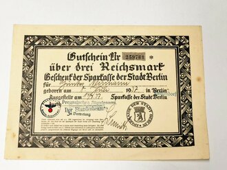 Geschenk der Sparkasse Berlin für einen 1937...
