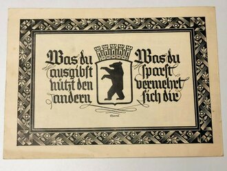 Geschenk der Sparkasse Berlin für einen 1937 geborenen Jungen aus Berlin-Zehlendorf "Gutschein über drei Reichsmark"