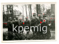 3 Aufnahmen von Angehörigen des RAD bei einer Parteiveranstaltung mit Waffen und Truppenfahrrad  angetreten, Maße 9 x 12 cm