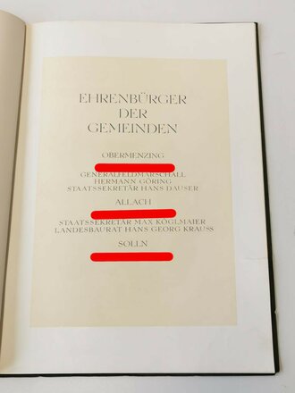 Festschrift anlässlich der Eingemeindung von Obermenzing, Untermenzing, Allach, Ludwigsfeld, Solln am 1. Dezember 1938 mit München. Guter Zustand