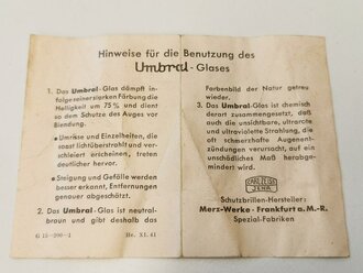 Hinweise für die Benutzung des Umbral-Glases,...