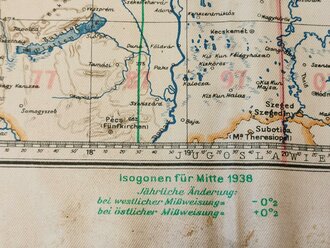 Luftwaffe Navigationskarte in Merkatorprojektion datiert 1940