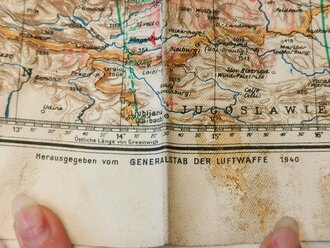Luftwaffe Navigationskarte in Merkatorprojektion datiert 1940