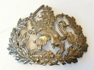 Hessen, Emblem für eine Pickelhaube für Offiziere, Buntmetall versilbert, keine Splinte