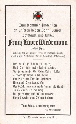 Erinnerungskarte eines Soldaten in Tropenuniform, gefallen in Rosenthal (Südukraine), Maße 7  x 11 cm