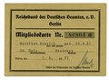 Reichsbund der Deutschen Beamten e.V. Berlin, Mitgliedskarte, datiert 1937