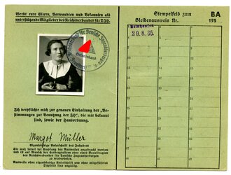 Bleibenausweis für Jugendliche, Reichsverband für Deutsche Jugendherbergen, von einem Mädchen aus Frankfurt a. M., datiert 1936