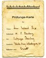 Prüfungs-Karte Jungmannen-Prüfung Gau Norden der Deutschen Kolonialjugend, datiert 1932