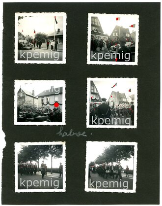 12 Aufnahmen von Angehörigen der Kriegsmarine und allgemeine SS zu einer Parade in Laboe, Maße 6  x 6 cm