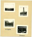 Gruppenaufnahme einer Kompanie der Kriegsmarine, rückseitig 4 Aufnahmen Berlin Olympia-Stadion und Dom, Maße von 6 x 7 cm bis 14 x 17 cm