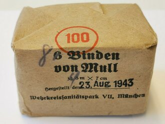 "6 Binden von Mull" datiert 1943