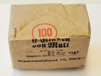 "6 Binden von Mull" datiert 1943