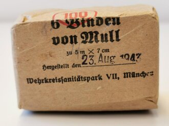 "6 Binden von Mull" datiert 1943