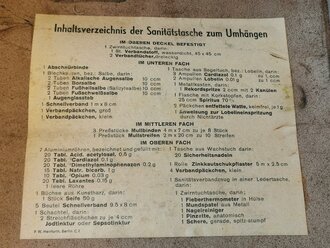 Sanitätstasche zum Umhängen datiert 1943. Leicht getragen, guter Zustand