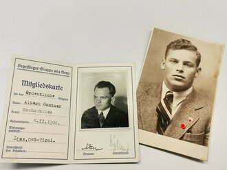 Segelflieger Gruppe 604 Lienz im österr.Luftfahrt Verband, Mitgliedskarte, dazu ein Foto im Postkartenformat