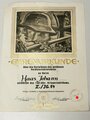 Deutschland nach 1945, Ehrenurkunde über die Verleihung des goldenen Verdienstabzeichens anlässlich des Jubiläums JG.54, Maße 24 x 32 cm
