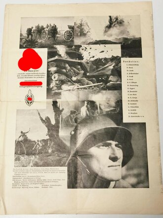 Stosstrupp 1917 - nach dem preisgekrönten Kriegsbuch von Hans Zöberlein, Werbeblatt für eine Vorstellung vom 27.4. Lichtspiele Oschatz, Maße A3, eingerissen und gefaltet