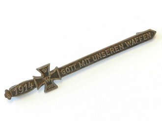 1.Weltkrieg, patriotische Anstecknadel "1914 Gott mit unseren Waffen" Breite 67mm