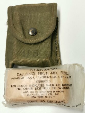 U.S. Case, First Aid/Compass M1956, used, 1st pattern, with first aid dressing