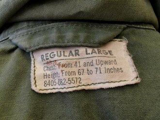 U.S. Coat Mans Combat, Tropical, popeline, 1st pattern, dated 63, used, size L