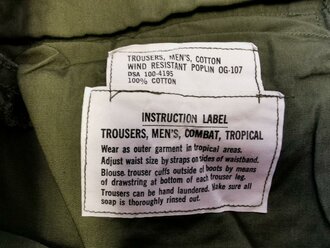 U.S. Trousers Mans Combat, Tropical, popeline, 3rd pattern, unused, size L, variant rounded Pocket Flaps