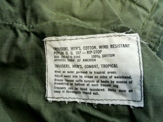 U.S. Trousers Mans Combat, Tropical, ripstop, 3rd pattern, used, size L, dated 67