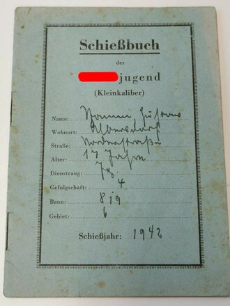 Hitler Jugend, Schießbuch Kleinkaliber mit...