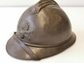 Frankreich 2. Weltkrieg, Stahlhelm Modell 1915, mit Modell 26 Innenfutter versehen und braun lackiert