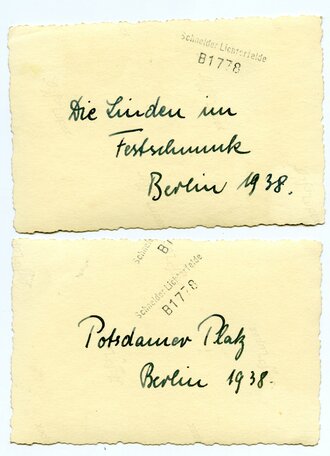 4 Nachtaufnahmen Berlin, Brandenburger Tor, Unter den Linden zum Empfang des ungarischen Reichsverweser 1938, Maße 6 x 9 cm